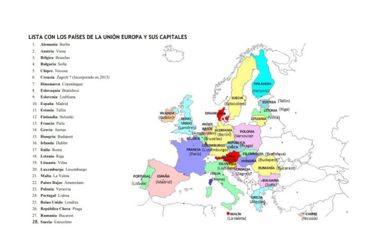 mapa de países de Europa y capitales