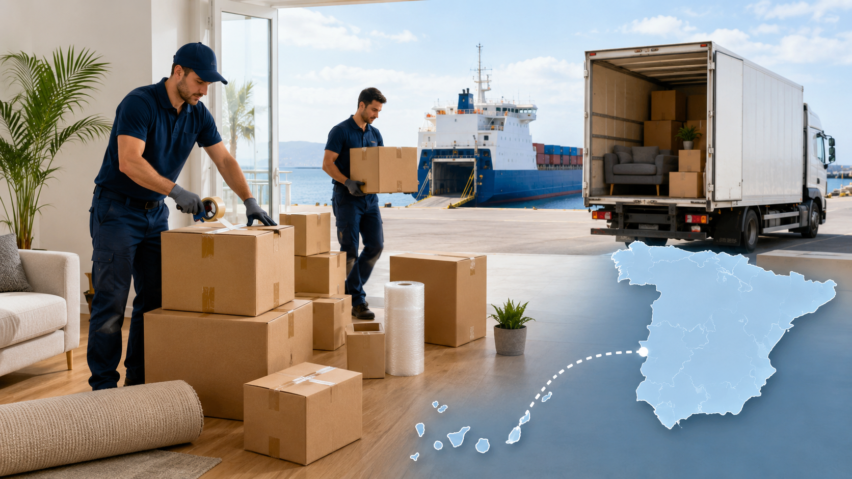 Servicios de mudanzas para Canarias: tipos y costes